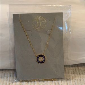 Gold Necklace with Blue Pendent